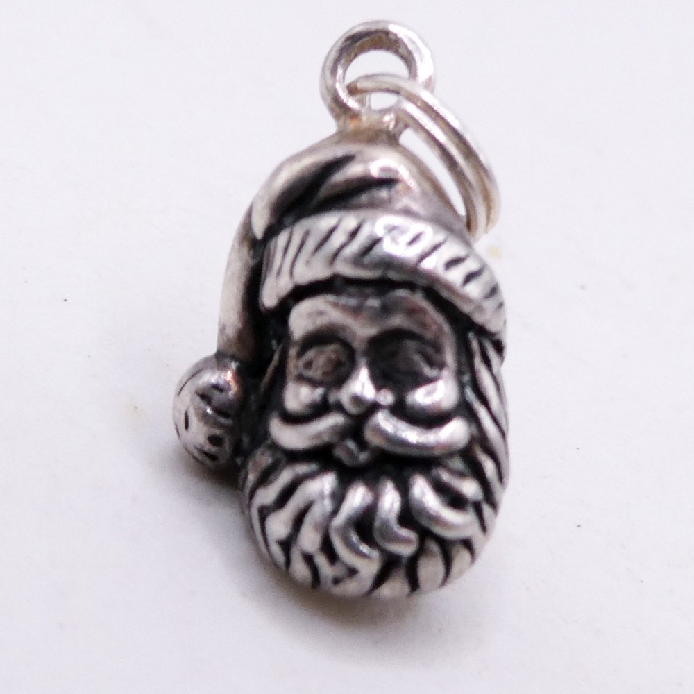 Jezlaine Sterling Silver 925 Santa Christmas Figural Vintage Bracelet Charm
